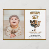 Invitation Thème de ferme de guépard mignon et fou pour 1er a (Devant)