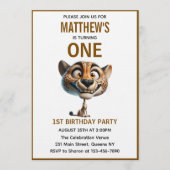 Invitation Thème de ferme de guépard mignon et fou pour 1er a (Devant)