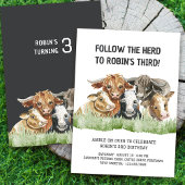 Invitation Thème de ferme pour le 3e anniversaire : Suivez le