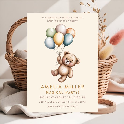 Invitation Thème de fête avec des animaux mignons