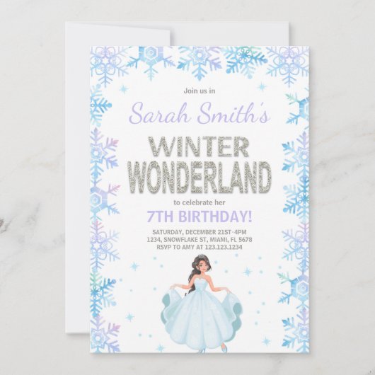 Invitation Thème de fête bleu argent (Devant)