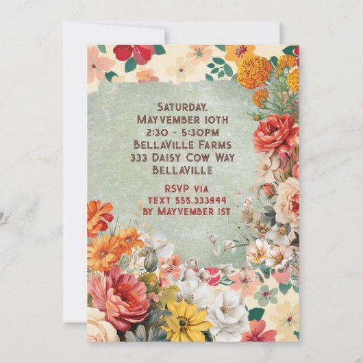Invitation Thème de fête champêtre chic de campagne (Dos)