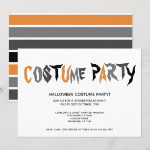 Invitation Thème de fête costumé pour Halloween à motif rayé