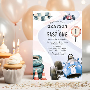 Invitation Thème de fête d'anniversaire 1 an de voiture de co
