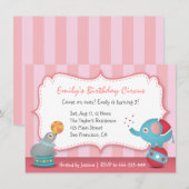 Invitation Thème de fête d'anniversaire Animaux de cirque mig (Devant / Derrière)