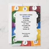 Invitation Thème de fête d'anniversaire Billiard (Devant)