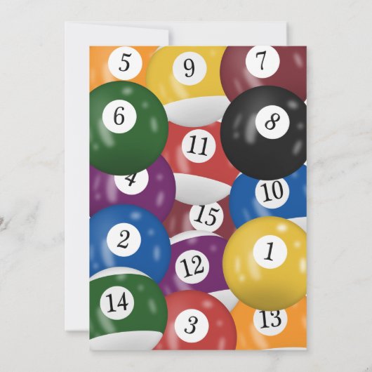 Invitation Thème de fête d'anniversaire Billiard (Dos)