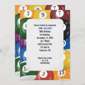 Invitation Thème de fête d'anniversaire Billiard (Devant / Derrière)