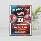 Invitation Thème de fête d'anniversaire Boxe à l'heure du jeu (Debout devant)