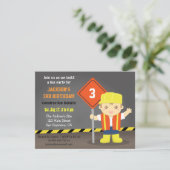 Invitation Thème de fête d'anniversaire Construction Builder  (Debout devant)