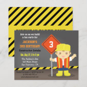 Invitation Thème de fête d'anniversaire Construction Builder  (Devant / Derrière)