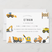 Invitation Thème de fête d'anniversaire Construction pour gar (Devant)