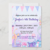 Invitation Thème de fête d'anniversaire de bébé Reine Violett (Devant)