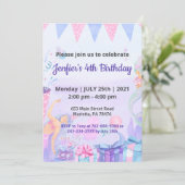 Invitation Thème de fête d'anniversaire de bébé Reine Violett (Debout devant)