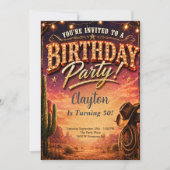 Invitation Thème de fête d'anniversaire de cow-boy occidental (Devant)