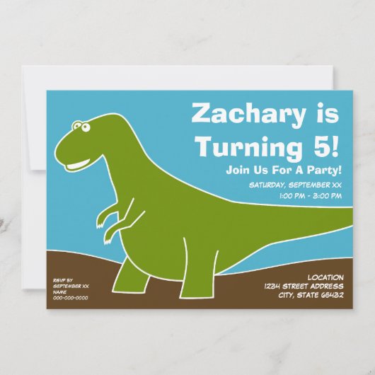 Invitation Thème de fête d'anniversaire de Dinosaur (Devant)