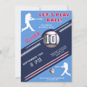 Invitation Thème de fête d'anniversaire de joueur de baseball (Devant)