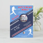 Invitation Thème de fête d'anniversaire de joueur de baseball (Debout devant)