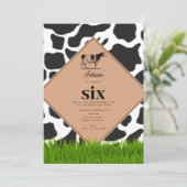 Invitation Thème de fête d'anniversaire de la ferme de la vac (Debout devant)