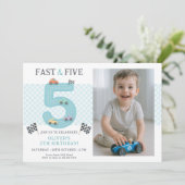 Invitation Thème de fête d'anniversaire des 5 ans de Fast Car (Debout devant)