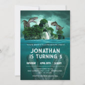 Invitation Thème de fête d'anniversaire Dinosaure T rex (Devant)