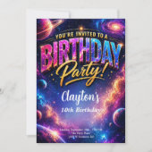 Invitation Thème de fête d'anniversaire Galaxie spatiale (Devant)