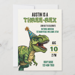 Invitation Thème de fête d'anniversaire garçon ou fille dinos