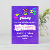 Invitation Thème de fête d'anniversaire Hippie Groovy (Debout devant)