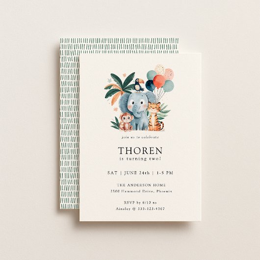 Invitation Thème de fête d'anniversaire Jungle sauvage