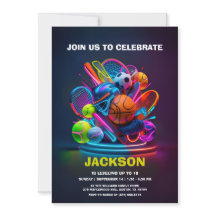 Thème de fête d'anniversaire Neon Sports