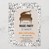Invitation Thème de fête d'anniversaire piano musical (Devant / Derrière)