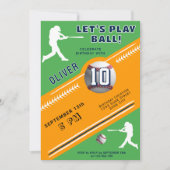 Invitation Thème de fête d'anniversaire pour joueur de baseba (Devant)