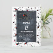 Invitation Thème de fête d'anniversaire Red & Black Spider (Debout devant)