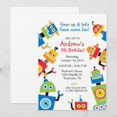 Invitation Thème de fête d'anniversaire robot (Devant / Derrière)