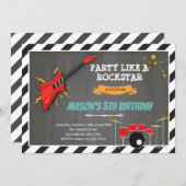 Invitation Thème de fête d'anniversaire rock n roll (Devant / Derrière)