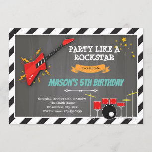 Invitation Thème de fête d'anniversaire rock n roll