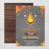 Invitation Thème de fête de camp feu d'automne (Devant / Derrière)