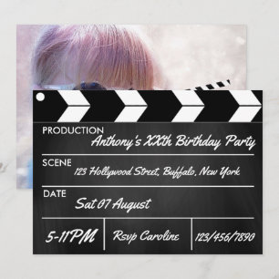 Invitation Thème de fête de cinéma Hollywood Tableau noir