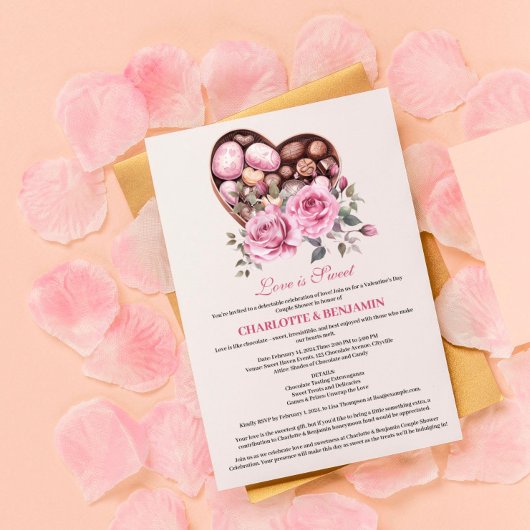 Invitation Thème de fête de couples Love Is Sweet Saint-Valen
