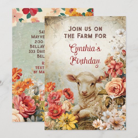 Invitation Thème de fête de ferme de campagne chic (Devant / Derrière)