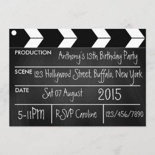 Invitation Thème de fête de film Hollywood Tableau noir