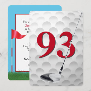 Invitation Thème de fête de golf pour le 93e anniversaire