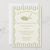 Invitation Thème de fête de golf rayures vert sauge et crème (Devant)