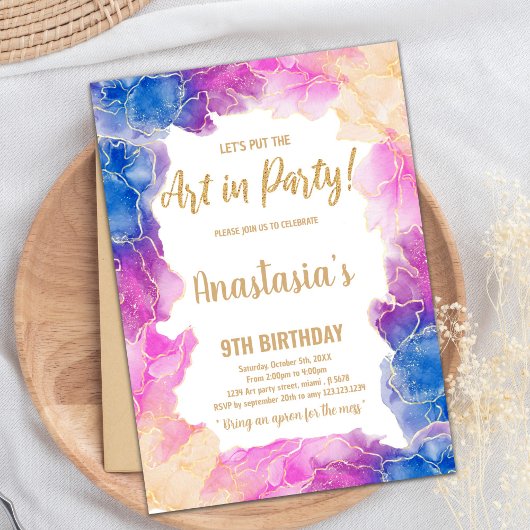 Invitation Thème de Fête de l'Art Créatif pour Filles