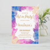 Invitation Thème de Fête de l'Art Créatif pour Filles (Debout devant)