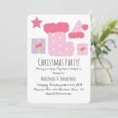 Invitation Thème de fête de Noël Mix Rose (Debout devant)