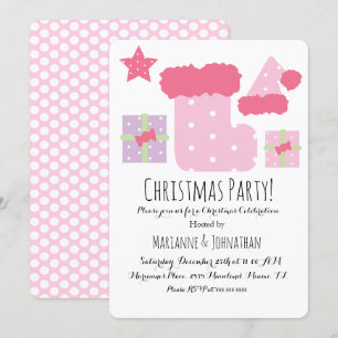 Invitation Thème de fête de Noël Mix Rose
