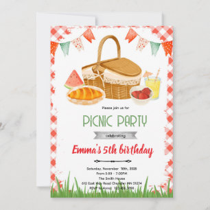 Invitation thème de fête de pique-nique mignonne