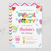 Invitation Thème de fête de piscine (Devant / Derrière)
