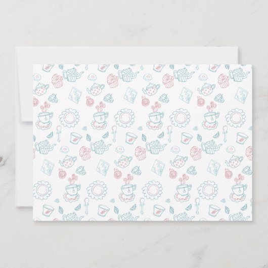 Invitation Thème de fête de thé Doodle Whimisical (Dos)